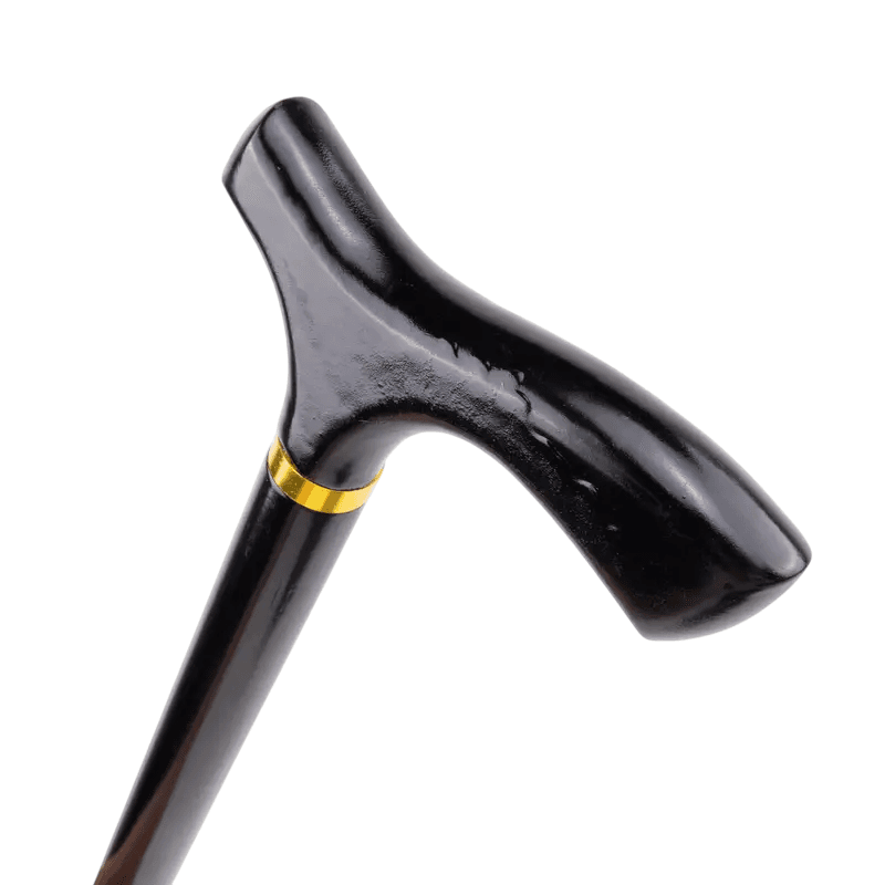 Antique Wooden Cane | Black With Golden Ring