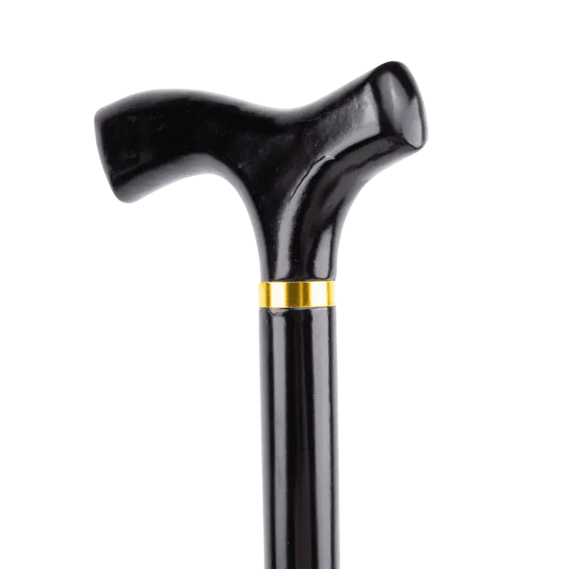 Antique Wooden Cane | Black With Golden Ring