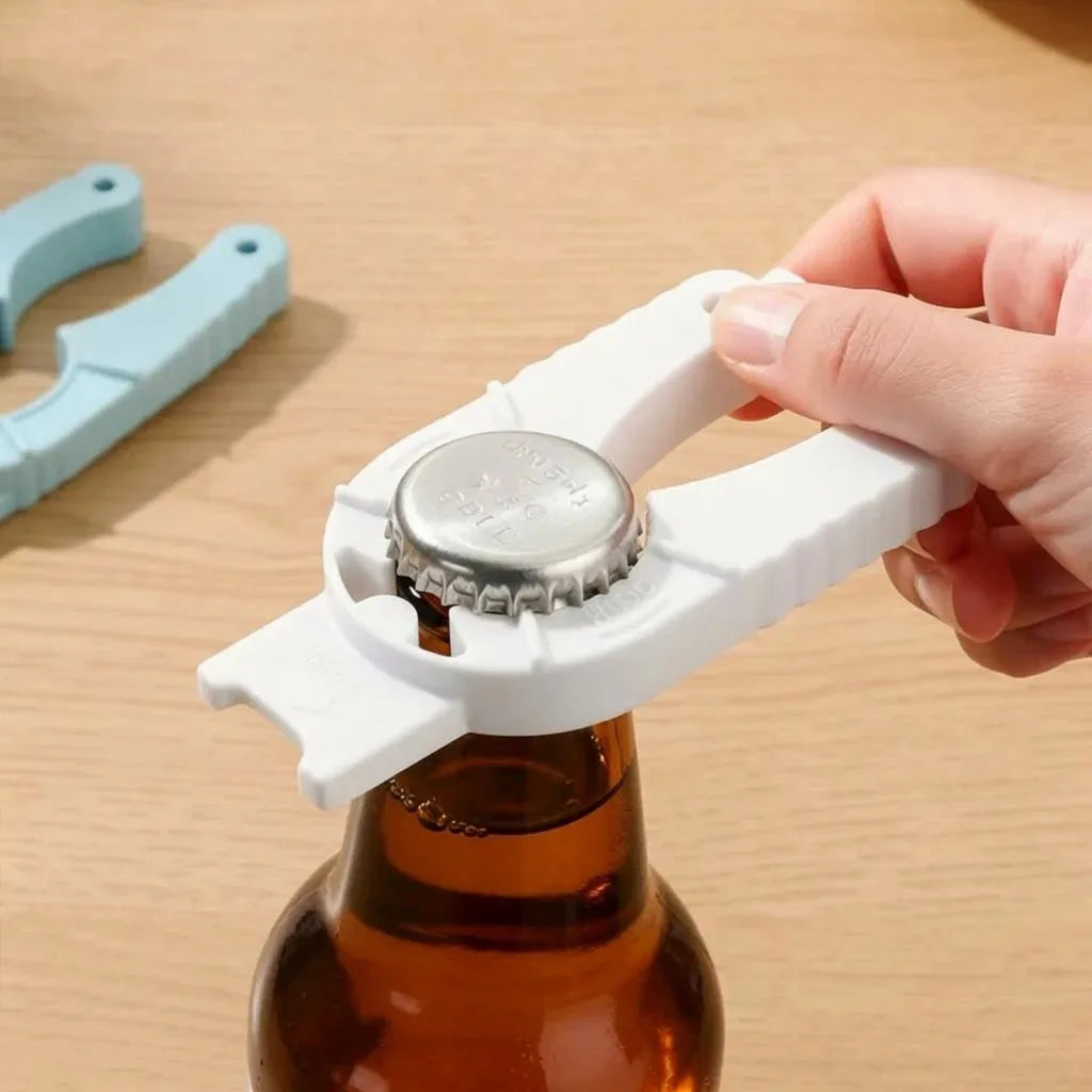 Hvid plastflaskeåbner med ergonomisk greb åbner glassflaske
