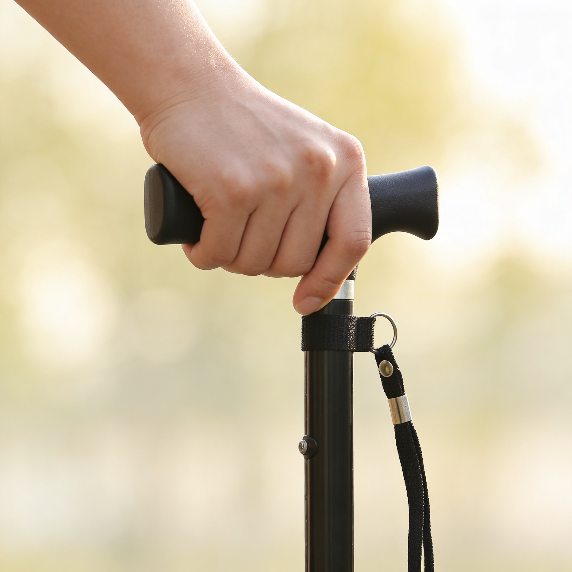 Fällbar käpp | Svart med ergonomiskt handtag