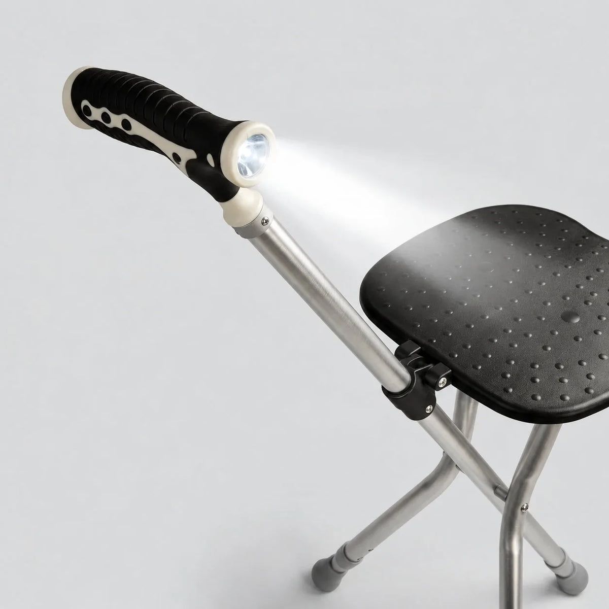 Käpp med sits och lampa | Svart