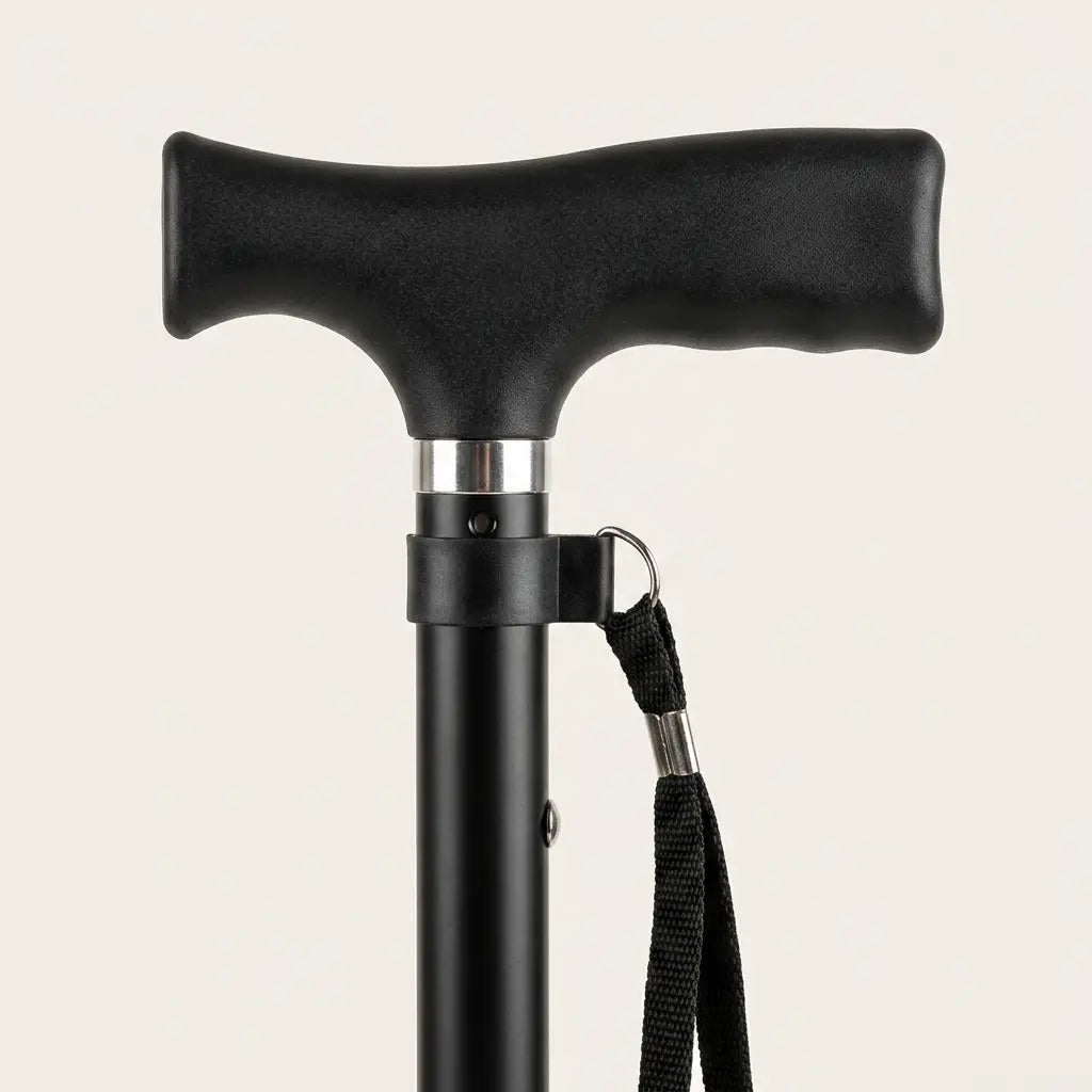 Fällbar käpp | Svart med ergonomiskt handtag